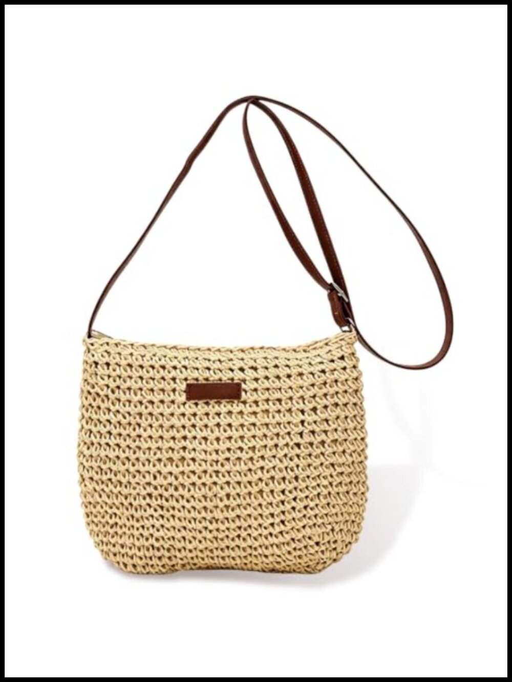 Handwoven Straw Crossbody Bag Off-White Casual Purse Vacation Daily